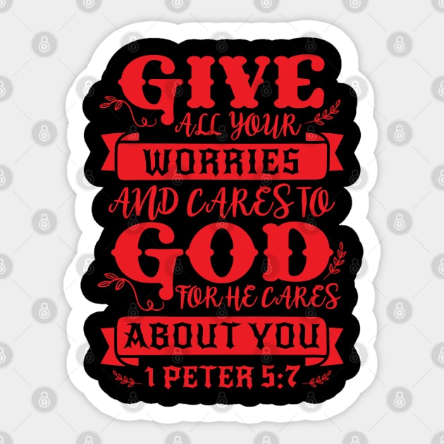 1 Peter 5:7 Sticker by Plushism